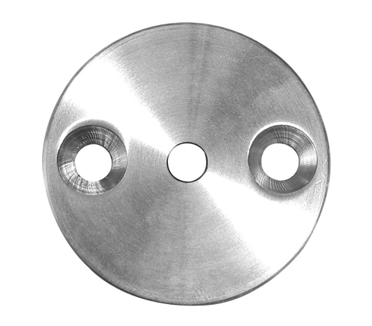 Edelstahl Ronde mit 1 Mittel- und 2 Senkbohrungen