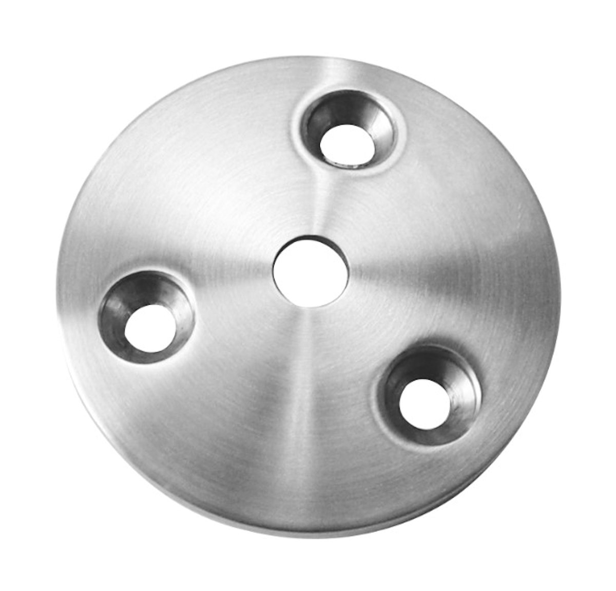 Edelstahl Ronde mit 1 Mittel- und 3 Senkbohrungen ballig Edelstahl Ronde mit 1 Mittel- und 3 Senkbohrungen ballig