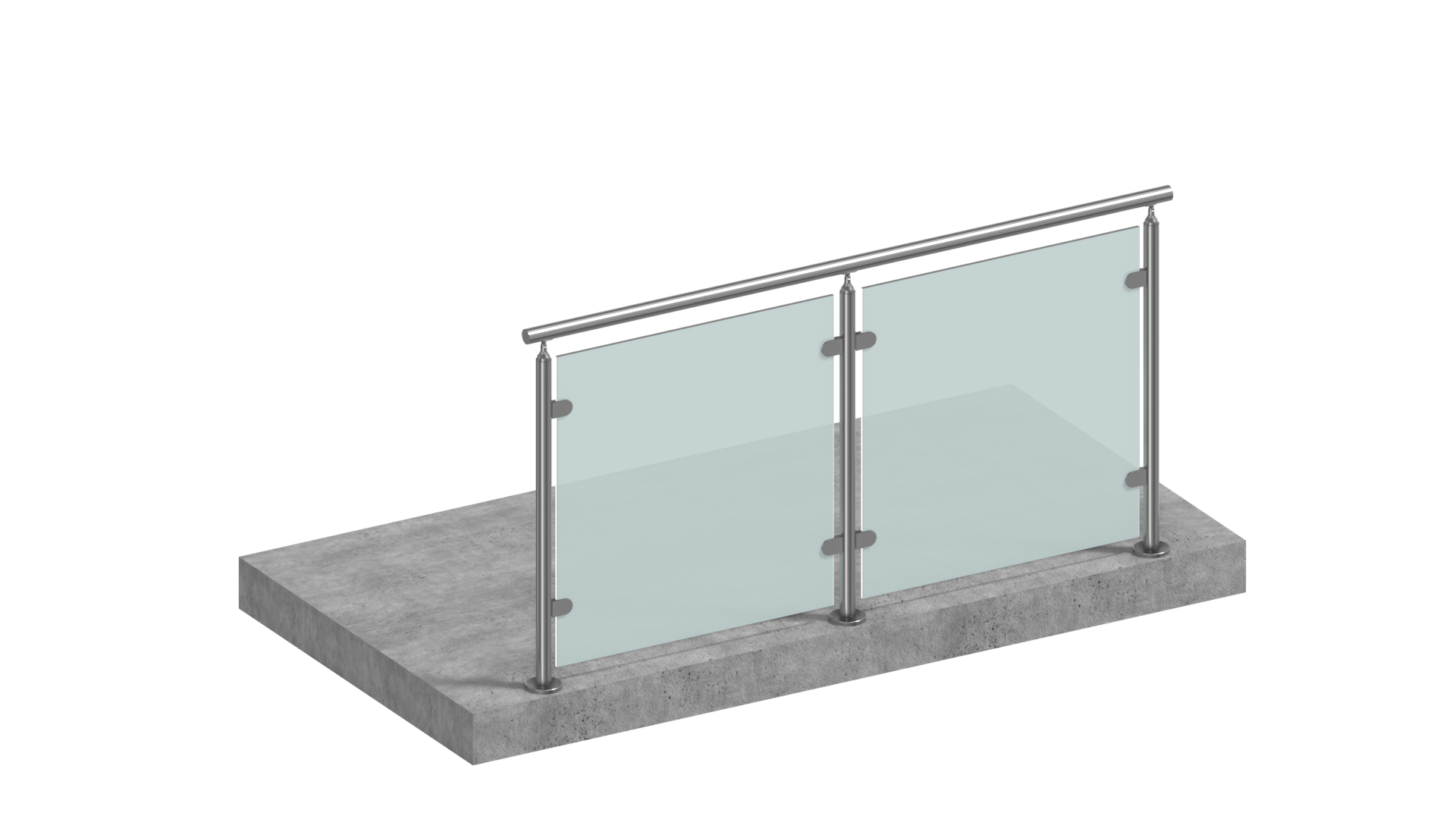 Edelstahl Glasgeländer I-Form aufgesetzt mit Milchglas