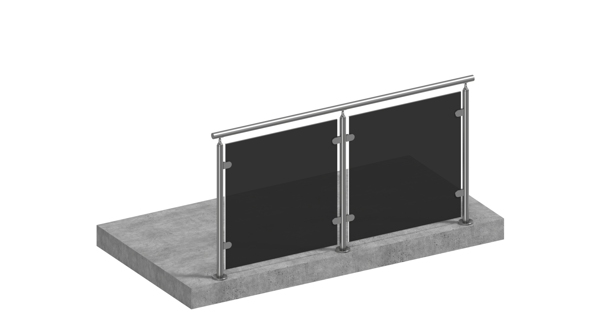 Edelstahl Glasgeländer I-Form aufgesetzt mit Sicherheitsglas grau blickdicht