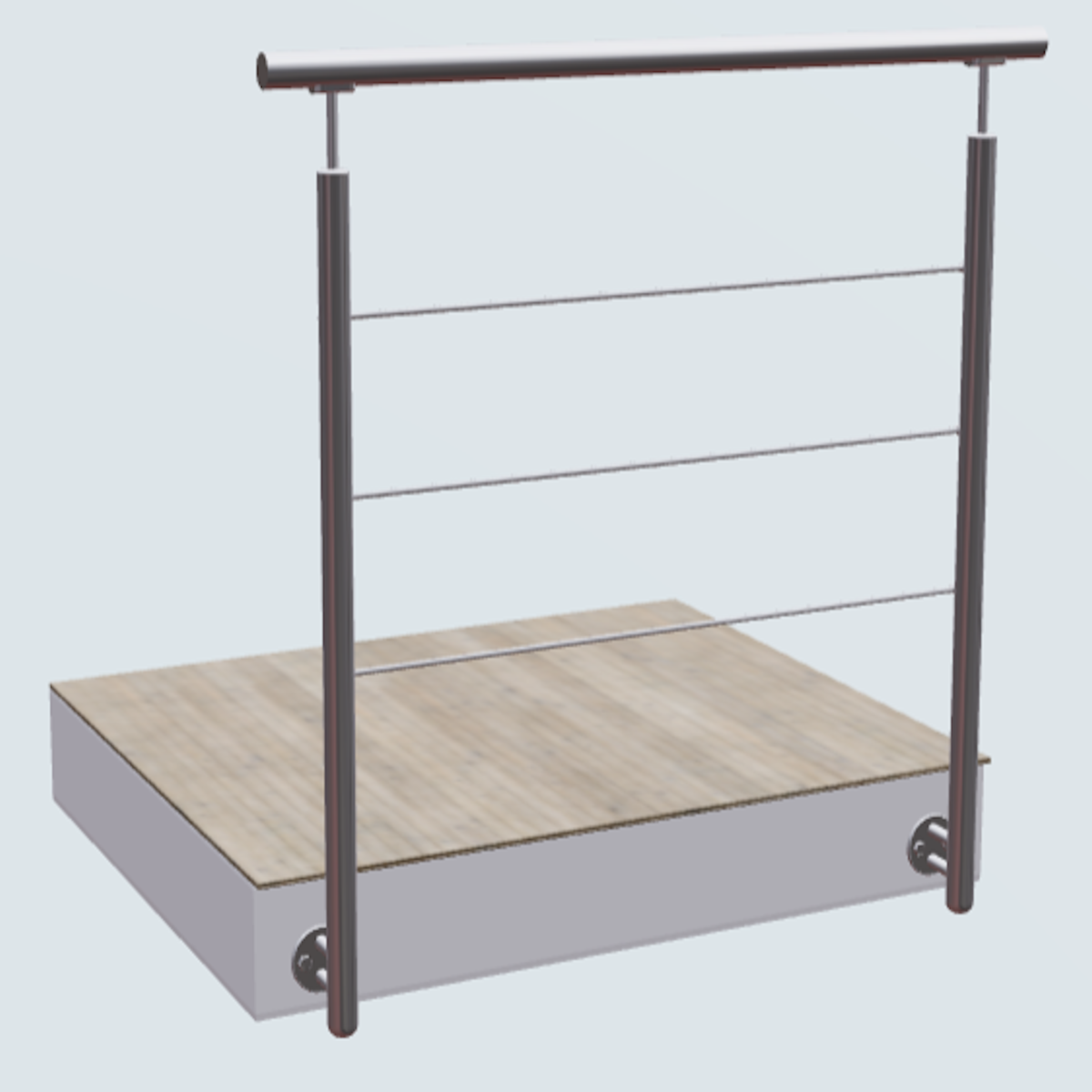 Relinggeländer mit 3 Querstreben und 2 Pfosten vorgesetzt Relinggeländer mit 3 Querstreben und 2 Pfosten vorgesetzt