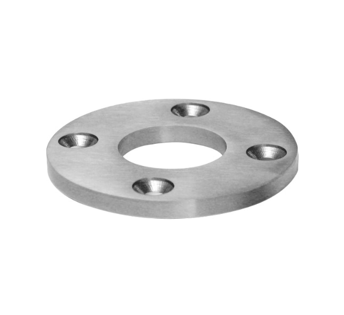 Edelstahl Ronde mit 1 Mittel- und 4 Senkbohrungen