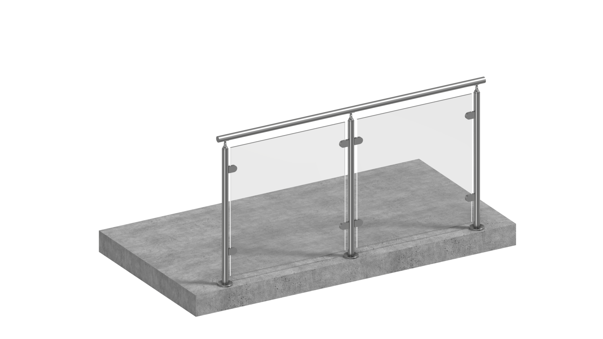 Edelstahl Glasgeländer I-Form aufgesetzt mit Milchglas Edelstahl Glasgeländer I-Form aufgesetzt mit Milchglas