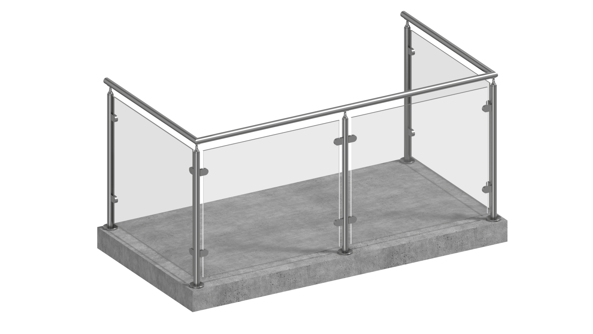 Edelstahl Glasgeländer U-Form aufgesetzt mit Klarglas