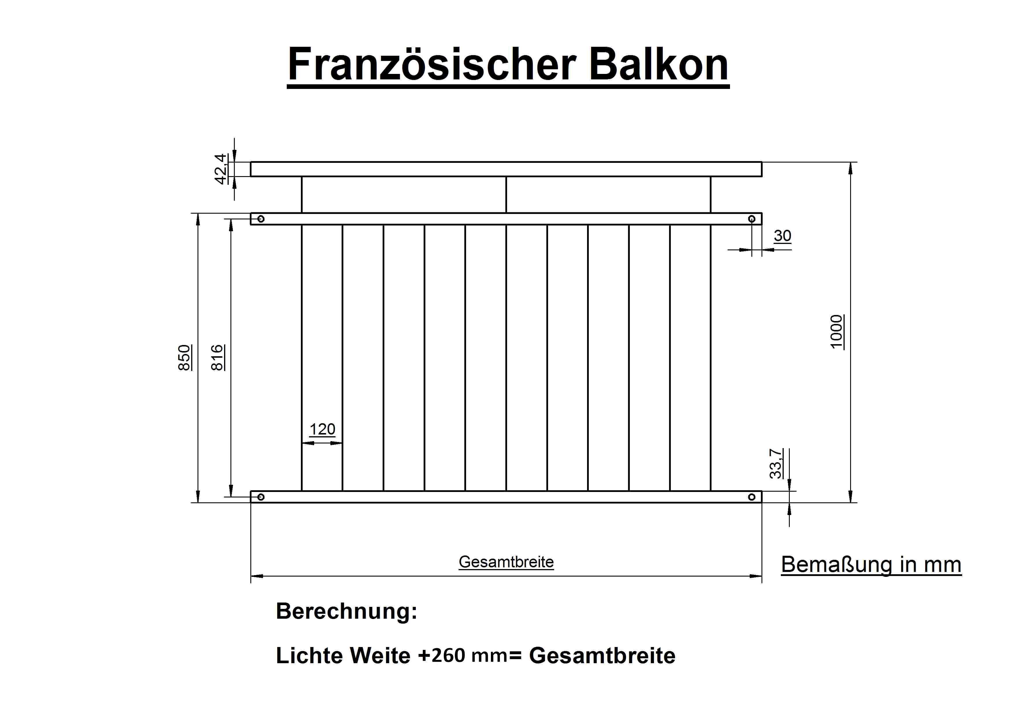 Maße für französischen Balkon