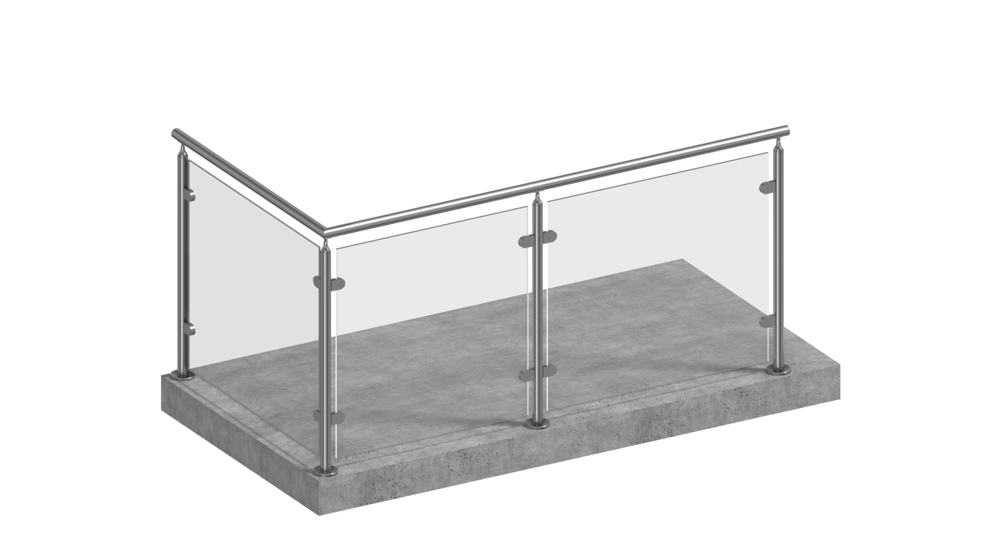 Edelstahl Glasgeländer L-Form aufgesetzt mit Klarglas