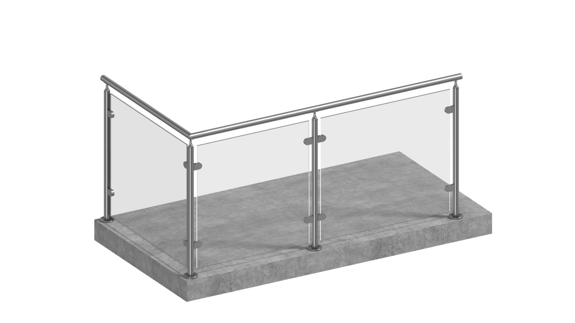 Edelstahl Glasgeländer L-Form aufgesetzt mit Sicherheitsglas klar