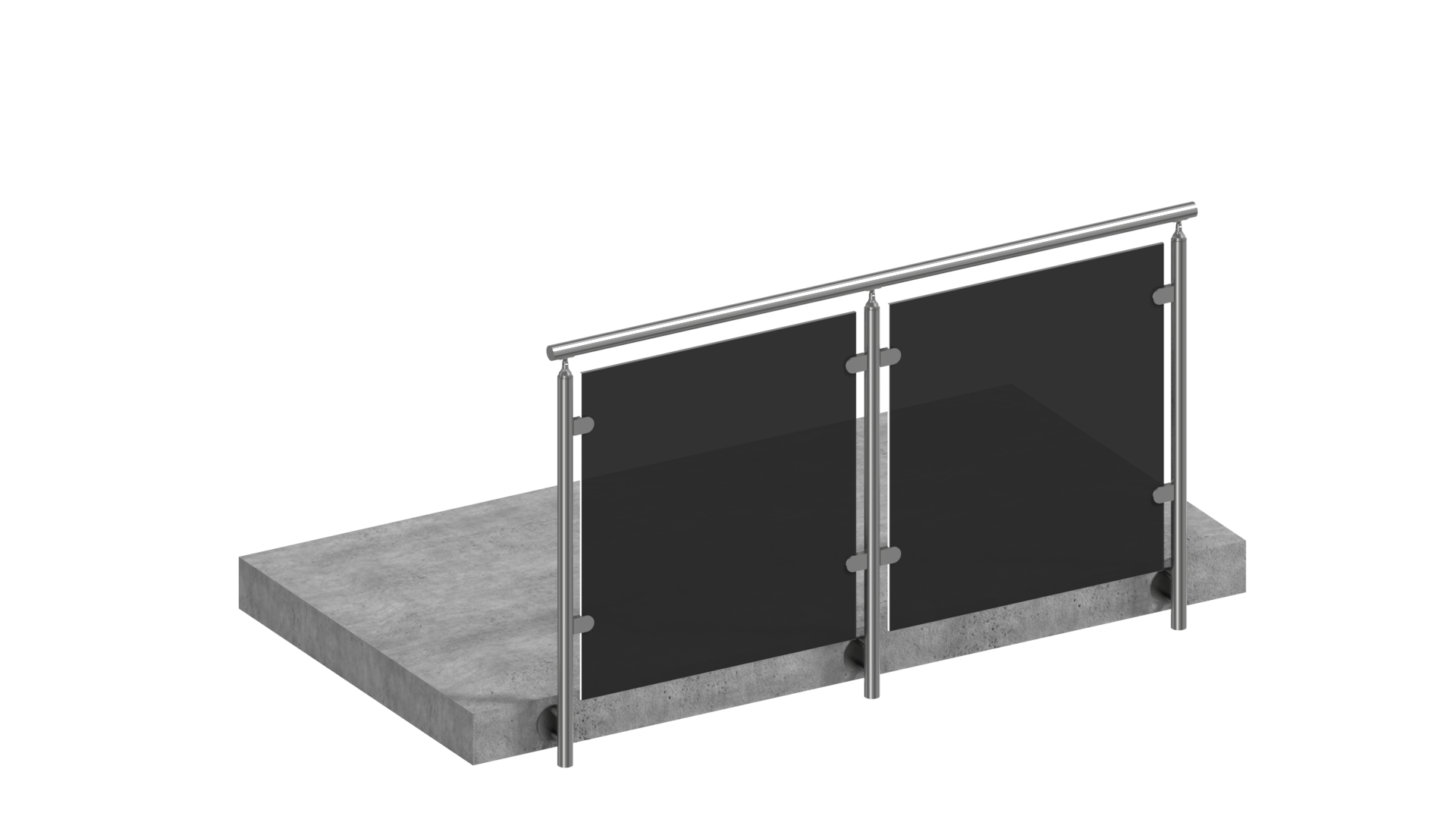 Edelstahl Glasgeländer I-Form vorgesetzt mit Grauglas