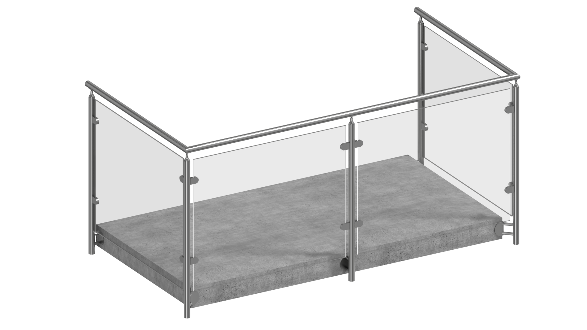Edelstahl Glasgeländer U-Form vorgesetzt mit Sicherheitsglas klar
